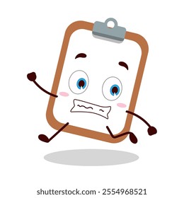 cute terrified running expression of clipboard cartoon character