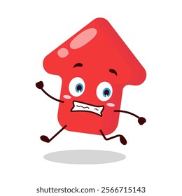 cute terrified running expression of red arrow cartoon character
