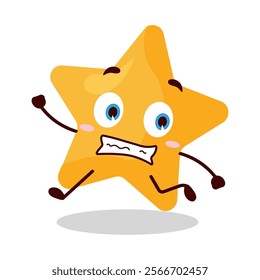 cute terrified running expression of star cartoon character
