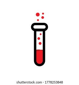 Cute Test Tube Symbol Vektorgrafik, Medical Chemistry Flask Component.