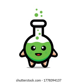 Ilustración del icono del vector del tubo de prueba. Aislado sobre fondo blanco. Estilo de caricatura química adecuado para adhesivos, página de aterrizaje web, cartel, volante, mascotas, afiche.