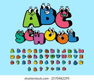 Cute Text Cartoon with cute face, alphabets text effect