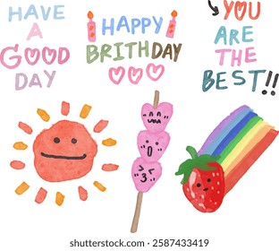 cute text and decorative elements design for templates.