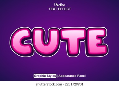 cute text effect with graphic style and editable.