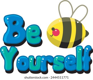 Cute text sticker message illsutration. Colorful positive quotes text. Cute sticker with faces and text.