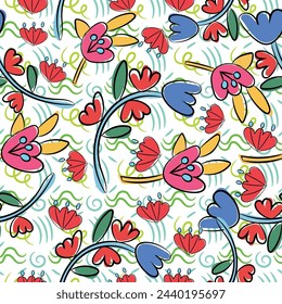 cute textile design with beautiful flowers  pattern image
