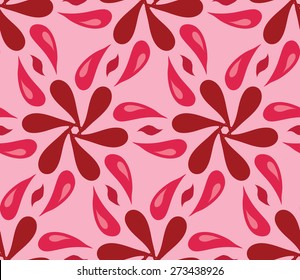 Cute textile seamless pattern. Flowers and circles on pink background. Vector illustration