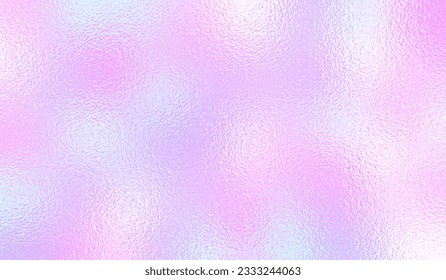 Cute texture. Gradient effect foil background. Hologram glitter pattern. Holograph iridescent color. Glitter design. Abstract pastel print. Rainbow paper. Dreamy pink metal. Vector illustration