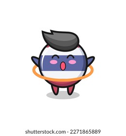 cute thailand flag badge cartoon is playing hula hoop , cute style design for t shirt, sticker, logo element