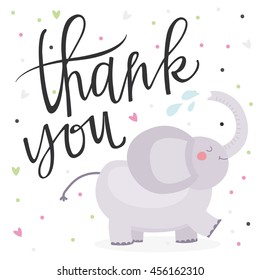 Cute Thank You Card With Elephant