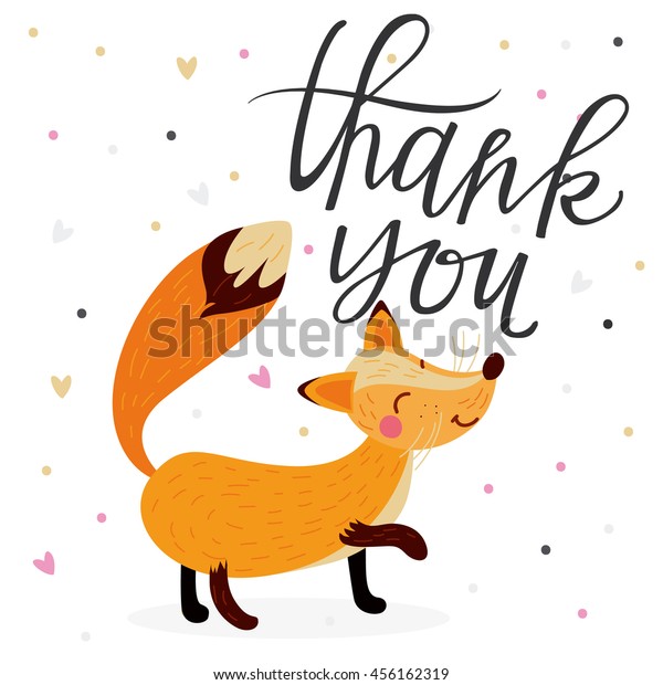 Cute Thank You Card Fox Stock Vector Royalty Free 456162319 