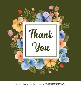 Cute Thank You Script Card Flowers