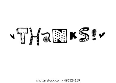 Cute Thank You Script. Greeting card. Thanksgiving day