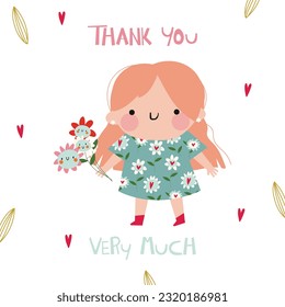 cute thank you vector