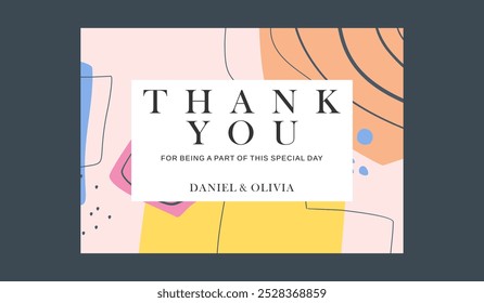 Cute thank you wedding card template