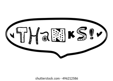 Cute Thanks You Script. Greeting card. Thanksgiving day