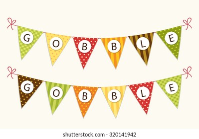 Cute Thanksgiving bunting flags with letters in traditional colors for your decoration