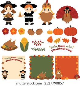 Nettes Thanksgiving-Clipart, Kinder Thanksgiving-Clipart, Thanksgiving-Elemente