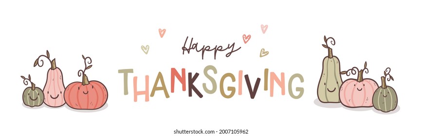Cute Thanksgiving design with fun letters and decoration, great for invitations, banners, wallpapers, cover images - vector design