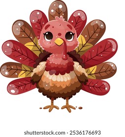 cute thanksgiving turkey in cartoon style. autumn holiday thanksgiving day.