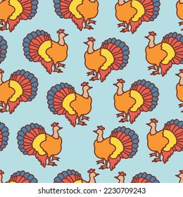 Cute Thanksgiving Turkey Doodles repeat pattern background design
