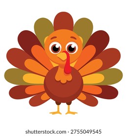 Cute thanksgiving turkey face vector cartoon illustration featuring festive holiday character ideal for autumn decor sticker print and celebration themed artwork