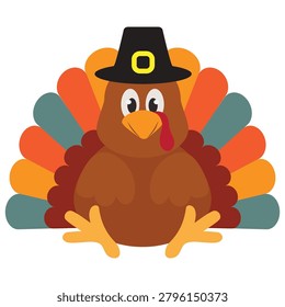 Cute thanksgiving turkey face vector cartoon illustration