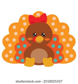 Cute thanksgiving turkey vector cartoon illustration