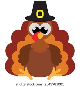 Cute thanksgiving turkey vector cartoon illustration