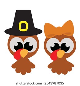 Cute thanksgiving turkey vector cartoon illustration