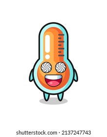 cute thermometer character with hypnotized eyes , cute style design for t shirt, sticker, logo element