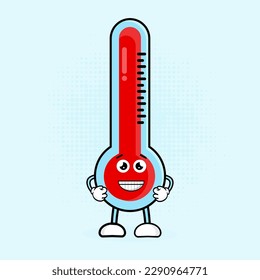 Cute Thermometer Character Vector Illustration, the character is designed in a friendly and adorable way, making it suitable for children's designs as well.