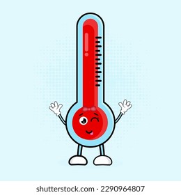 Cute Thermometer Character Vector Illustration, the character is designed in a friendly and adorable way, making it suitable for children's designs as well.