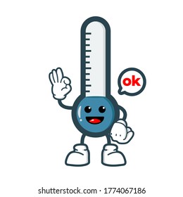 cute thermometer mascot cartoon character