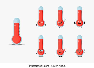 Cute thermometer mascot vector set