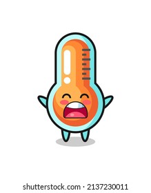 mascota termómetro lindo con expresión bostezo, diseño de estilo lindo para camiseta, pegatina, elemento logotipo