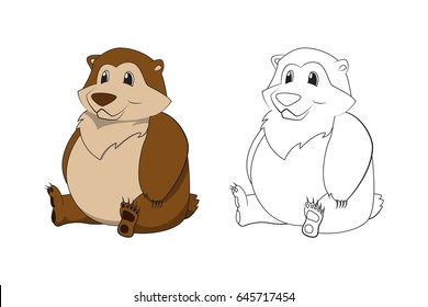 Cute thick bear page for children's coloring