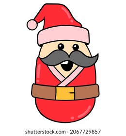 cute thick mustache santa doll on christmas, vector illustration carton emoticon. doodle icon drawing