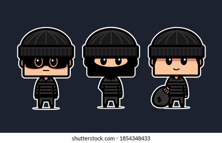 Cute thief, robber. Illustration vector