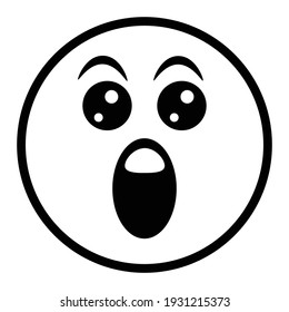 Cute thin line astonished emoji face. Royalty free and fully editable.