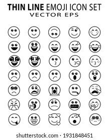 Cute thin line emoji set on white background. Royalty free and fully editable. svg