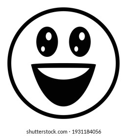 La delgada línea delgada ríe con la cara emoji de los ojos grandes. Libre de regalías y totalmente editable.