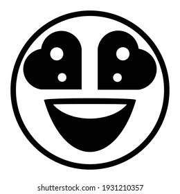 Cute thin line heart eyes emoji face. Royalty free and fully editable.