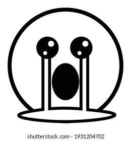 Cute thin line loudly crying emoji face. Royalty free and fully editable.