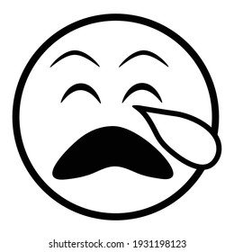 Cute thin line sleepy emoji face. Royalty free and fully editable.
