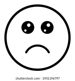 Cute thin line slightly frowning emoji face. Royalty free and fully editable.