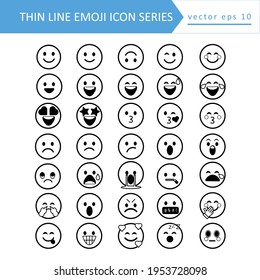 Cute thin line social media emoji set on white background. Royalty free.