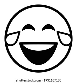 Cute thin line tears of joy emoji face. Royalty free and fully editable.