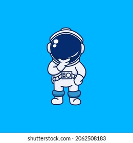 cute thinking astronaut character vector design