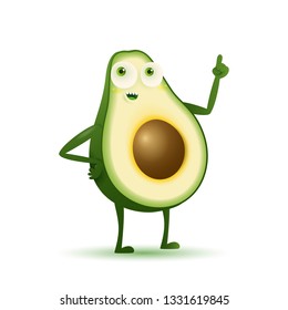 cute thinking avocado character isolated on white background